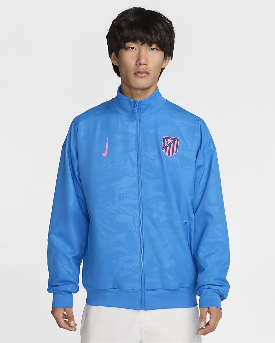 Atletico Madrid Strike Third Men s Nike Dri FIT Football Anthem Jacket Blue Polyester 50 Recycled Polyester